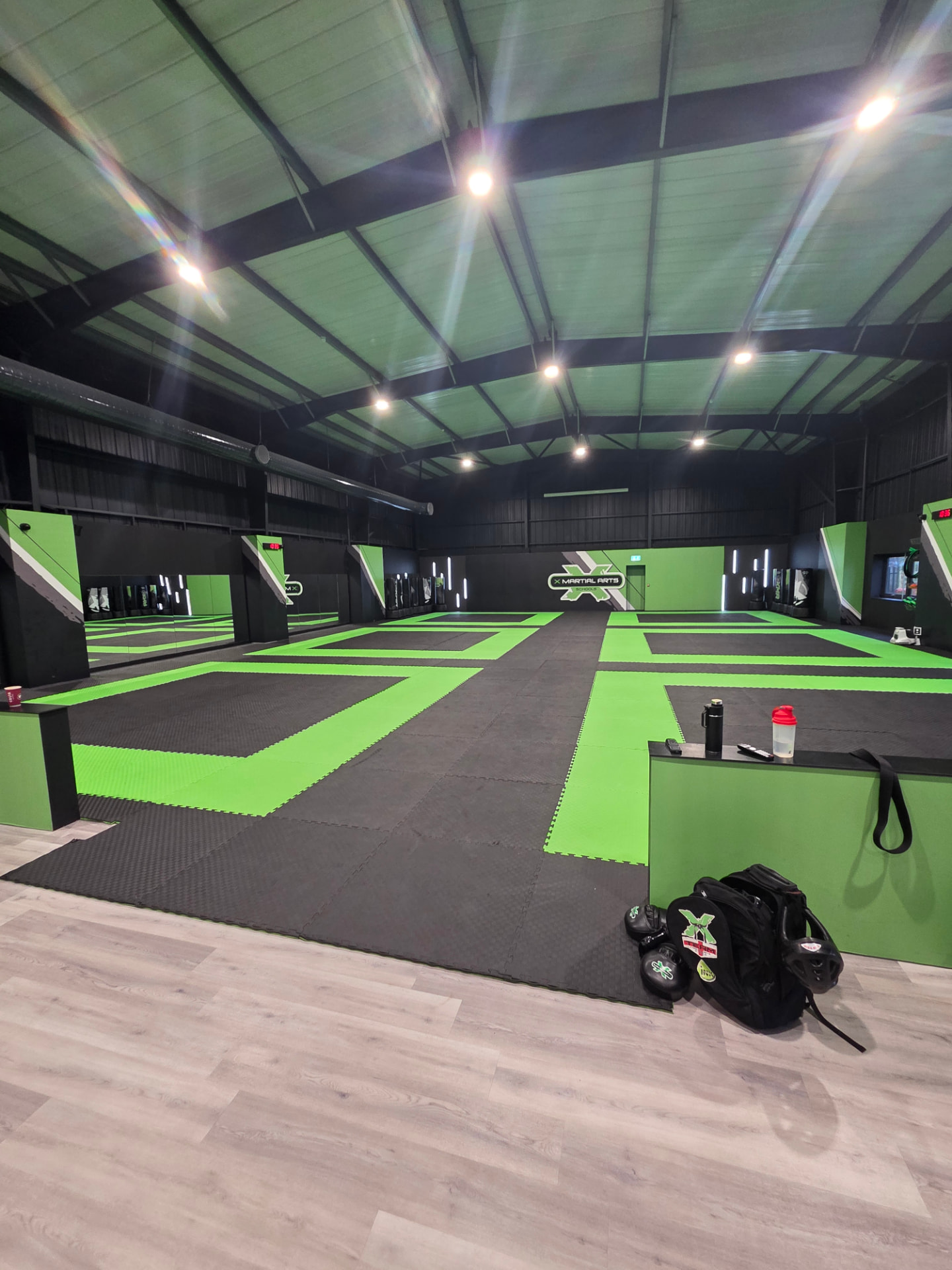Company-supplied photograph of the X Martial Arts training hall interior